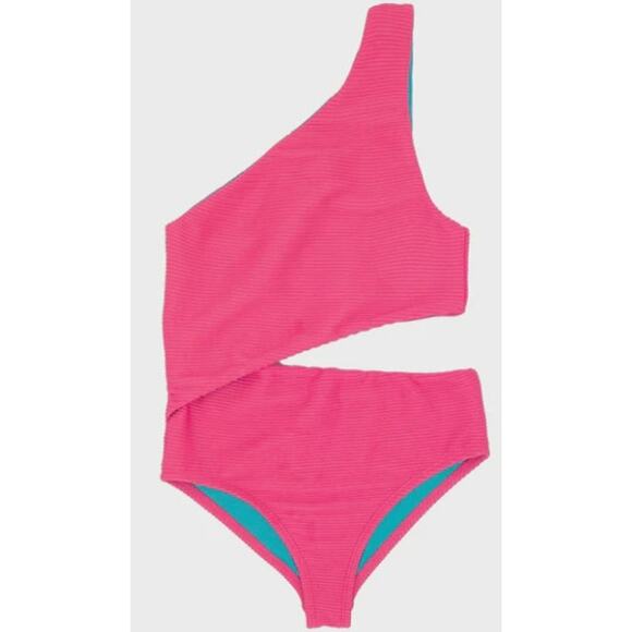 F4A Feather 4 Arrow Venice Ribbed One Piece Cut Out Swimsuit Pink 14 - Picture 1 of 5